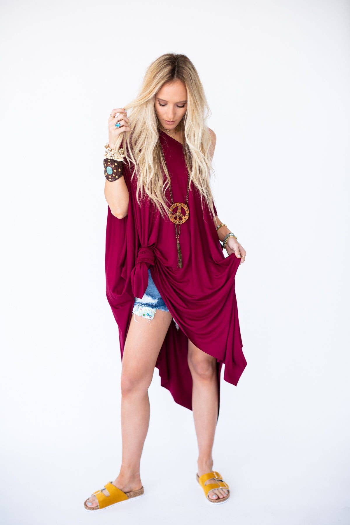 Three Bird Nest - The Wren Tunic - Burgundy: One Size