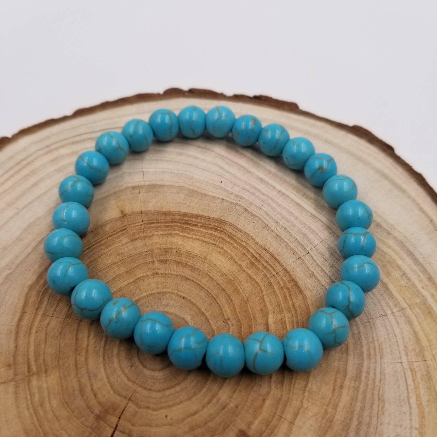 CHAKRA JEWELRY - 8MM Energy Natural Stone Beads Yoga Bracelet: Blue Stripe