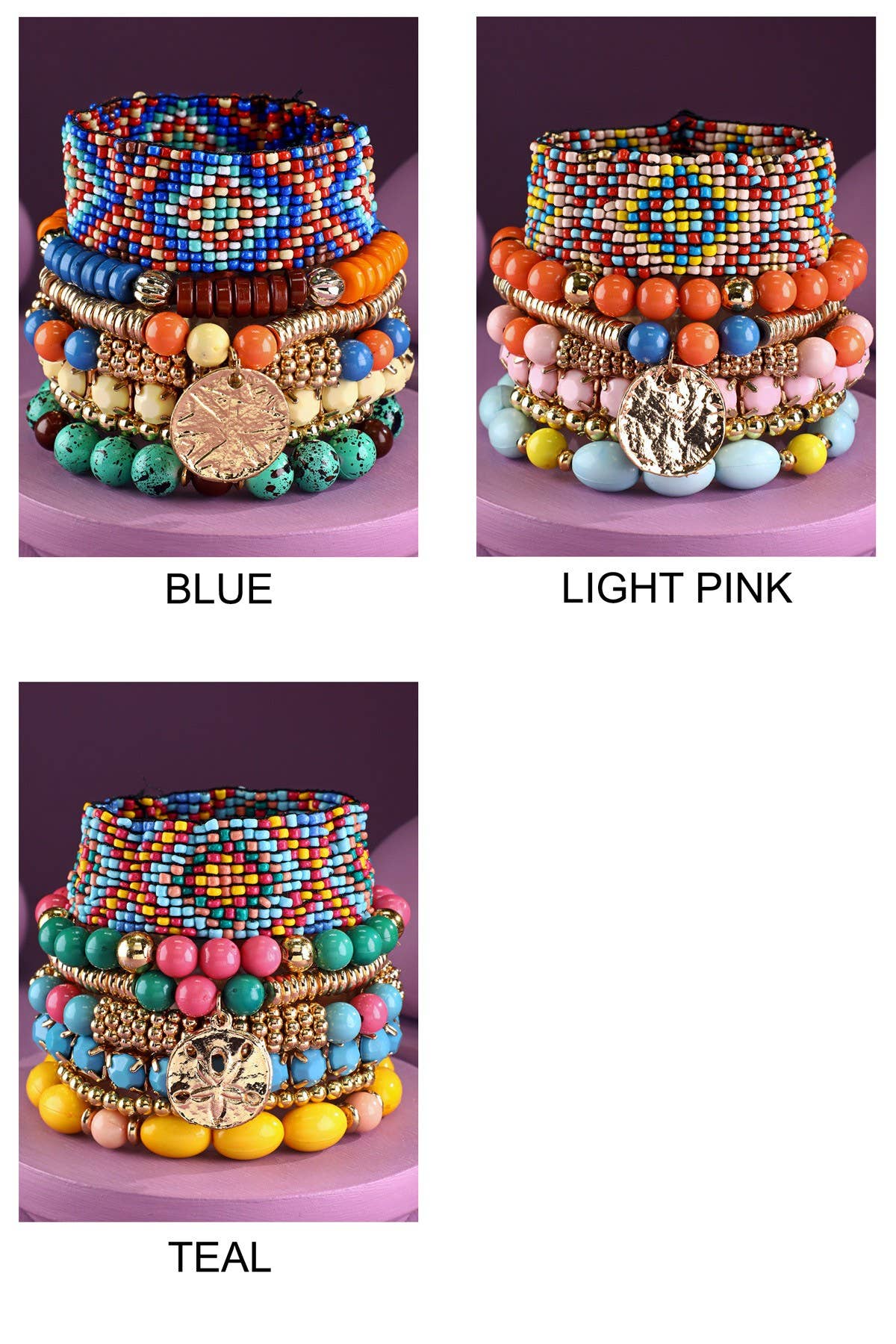 Urbanista - 7- Layer Decorative Seed Bead Stackable Bracelet