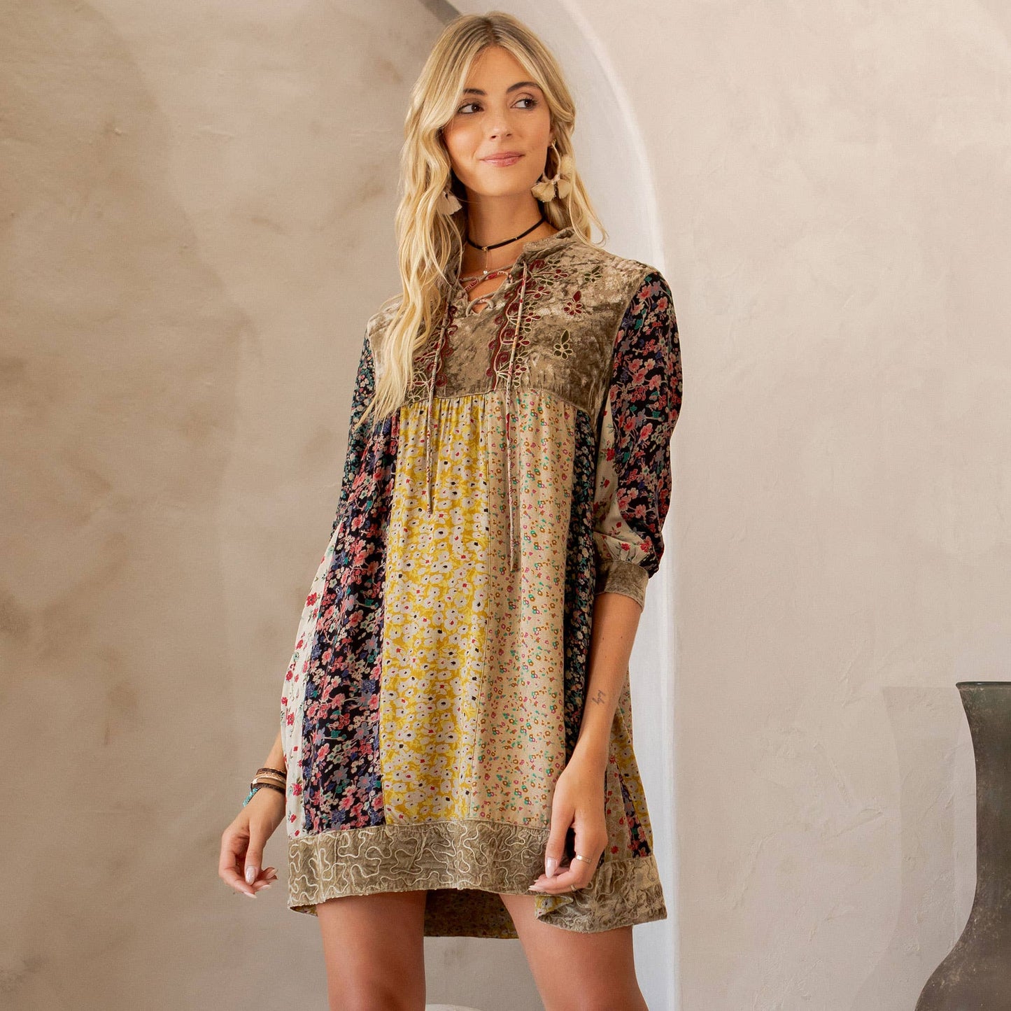 Young Threads - Chic Bohemian Stone-Washed Babydoll Dress