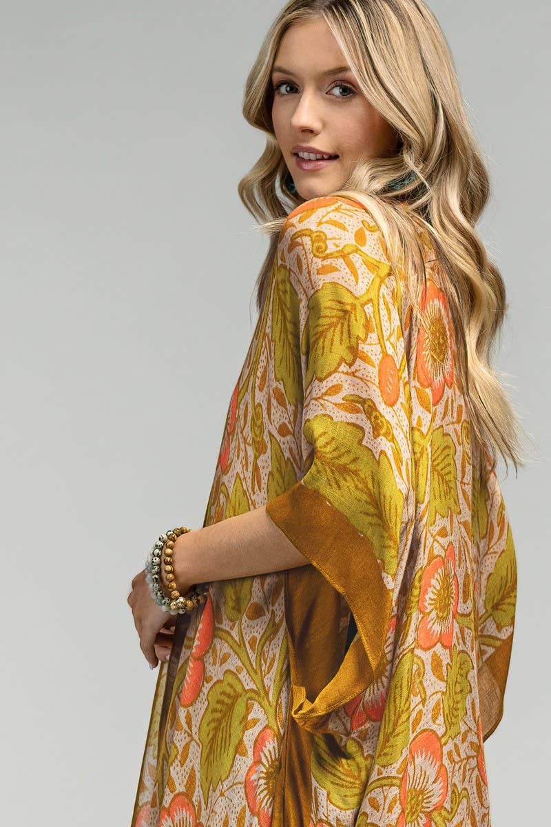 - Vintage Floral Print Kimono