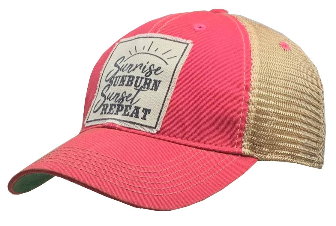 Vintage Life - Sunrise Sunburn Sunset Repeat Distressed Trucker Cap