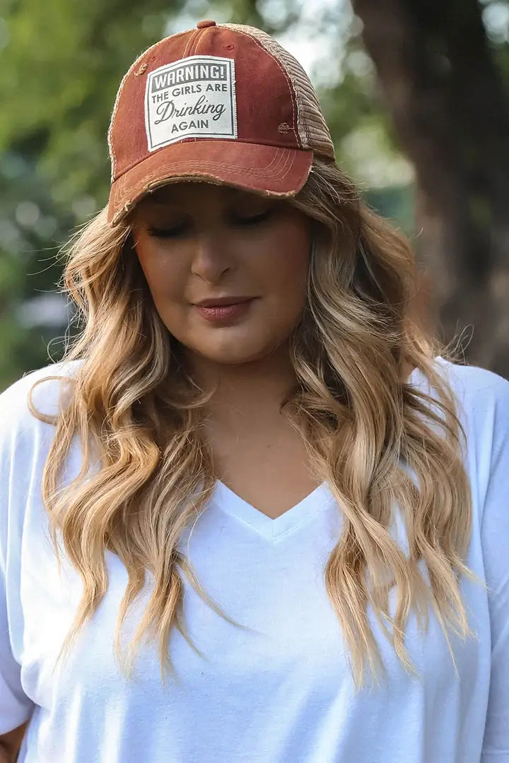 Vintage Life - Warning The Girls Are Drinking Again Trucker Baseball Cap