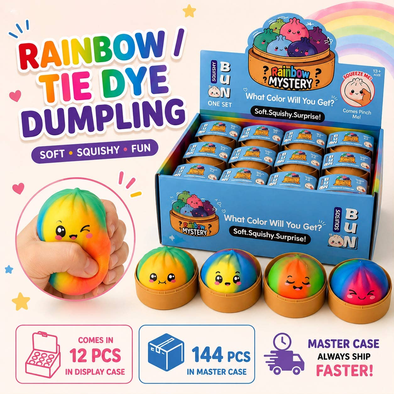 Gypsy Soul - Rainbow Tie Dye Dumpling – Mystery Color Squishy Bun