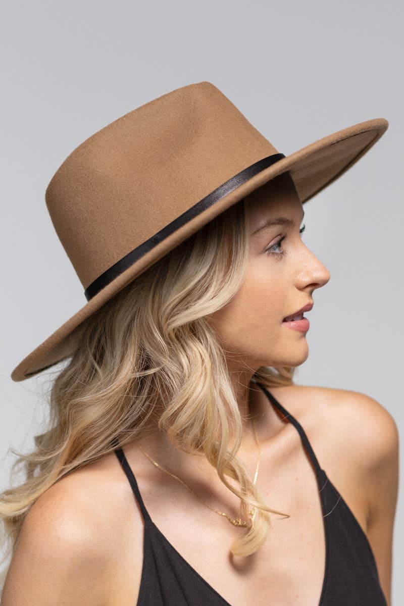 Urbanista - 100% Wool Leather Trim Panama Hat