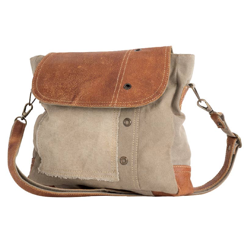 Clea Ray Canvas Bags & Clothing - Plain Shoulder Bag With Leather Flap