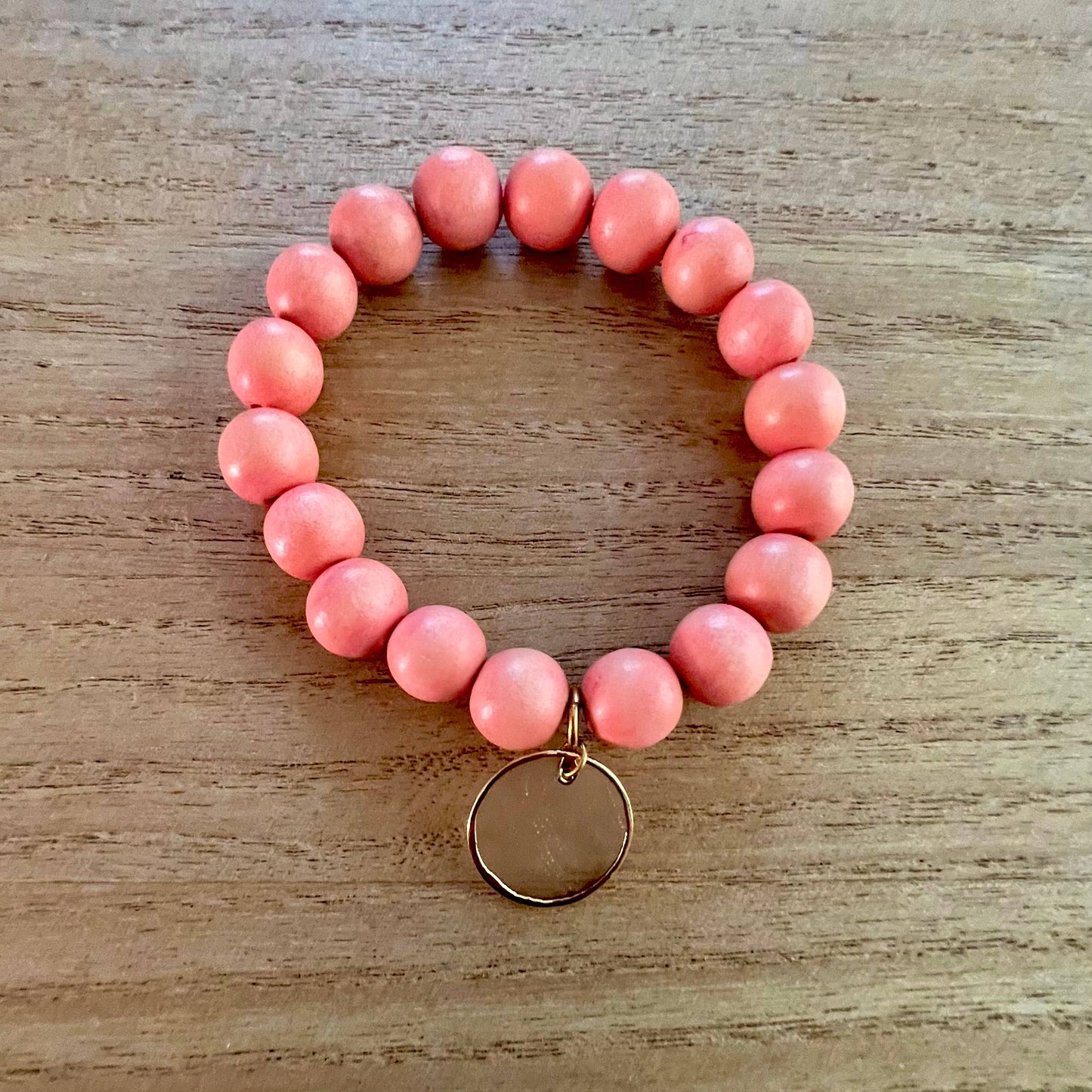 Nellie Pratt Artisan Jewelry - Charmed Life- wood shell beachy boho stretch bracelet: Light Pink