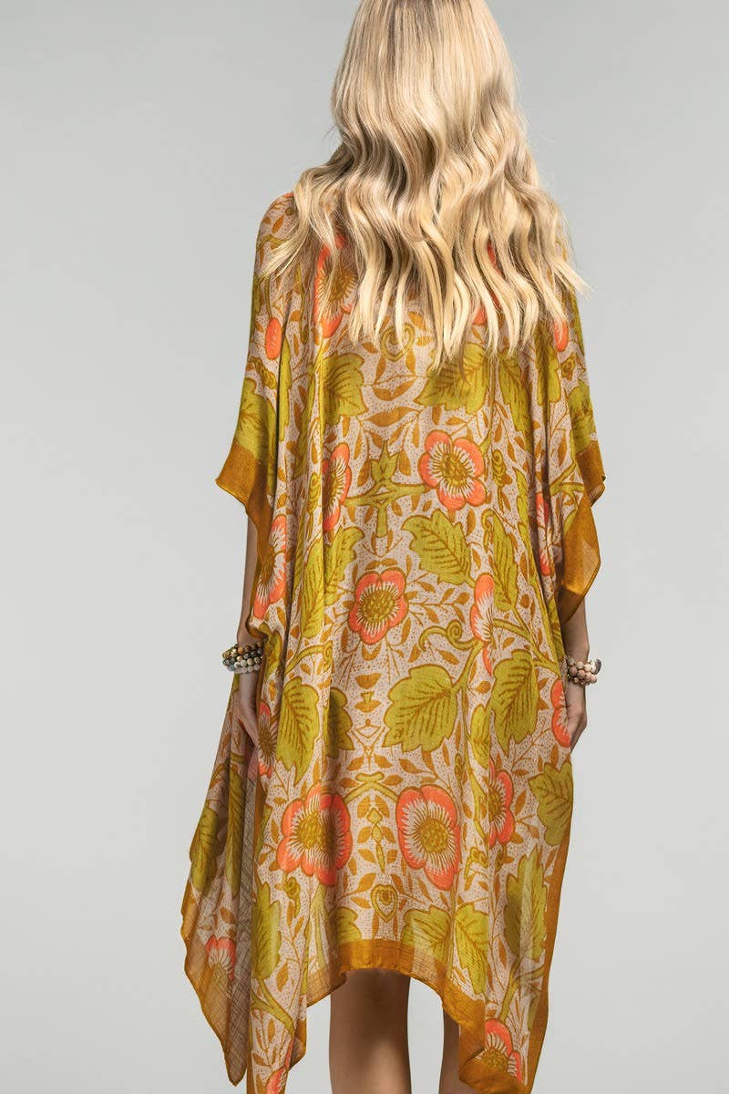 - Vintage Floral Print Kimono