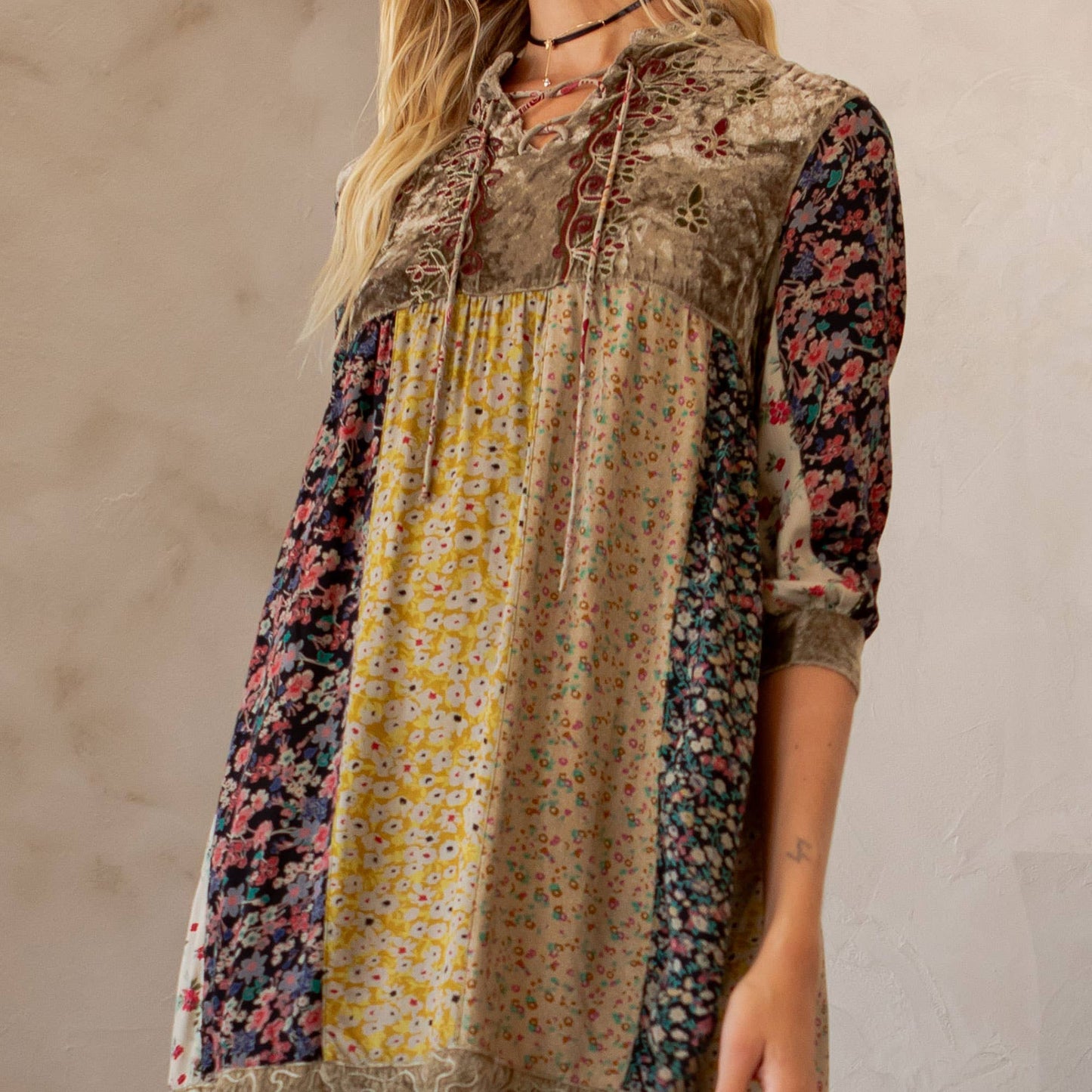 Young Threads - Chic Bohemian Stone-Washed Babydoll Dress