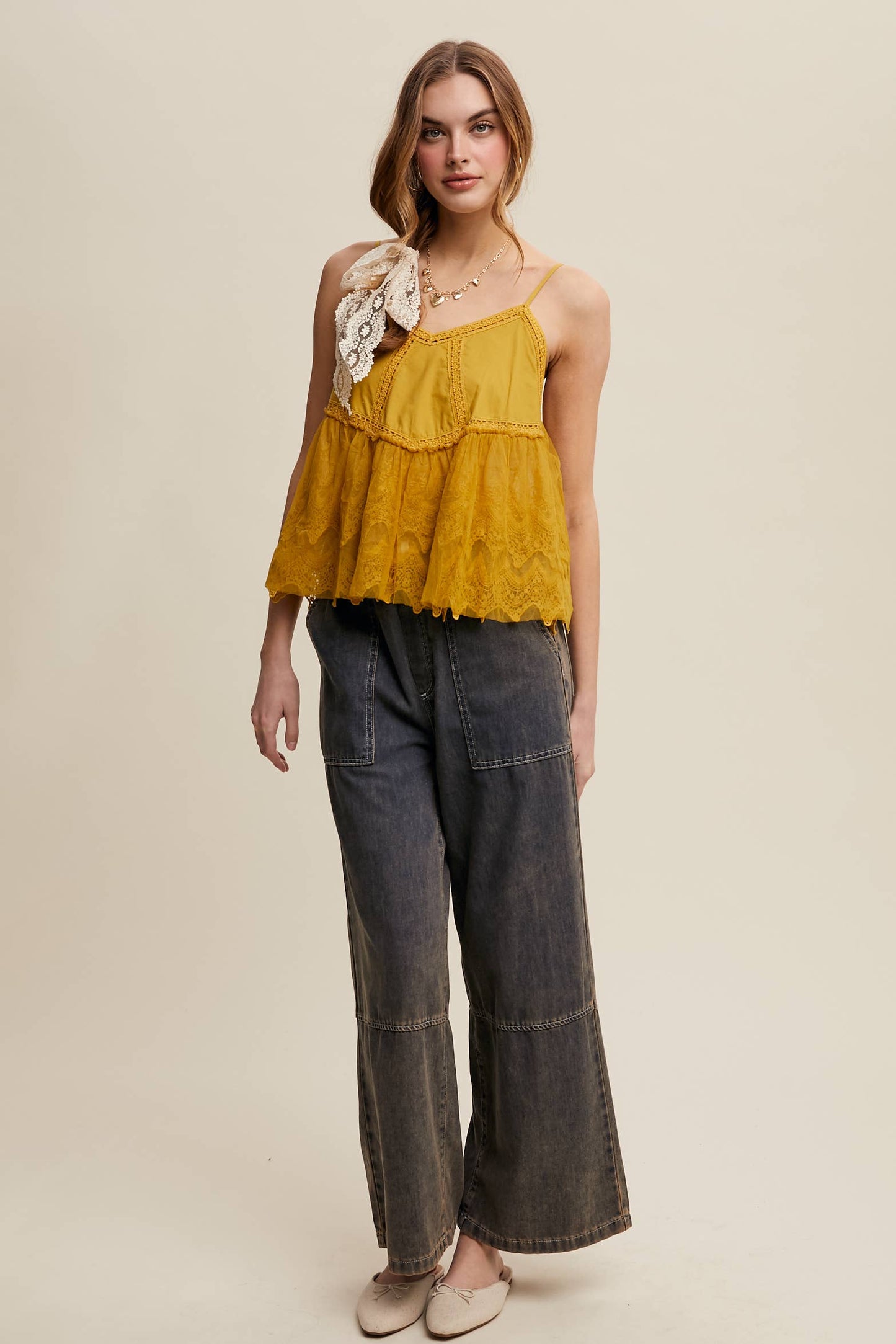 Listicle - Wide-Leg Denim Drawstring Pants