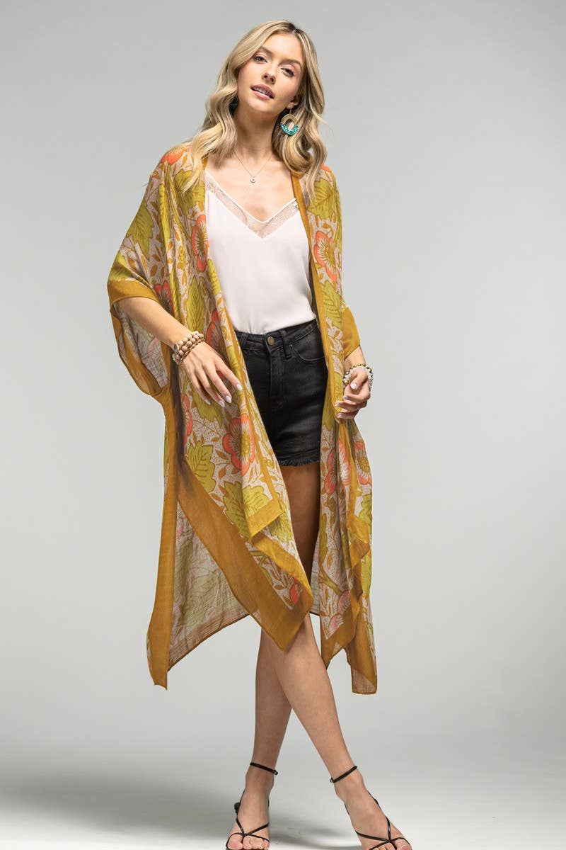 - Vintage Floral Print Kimono
