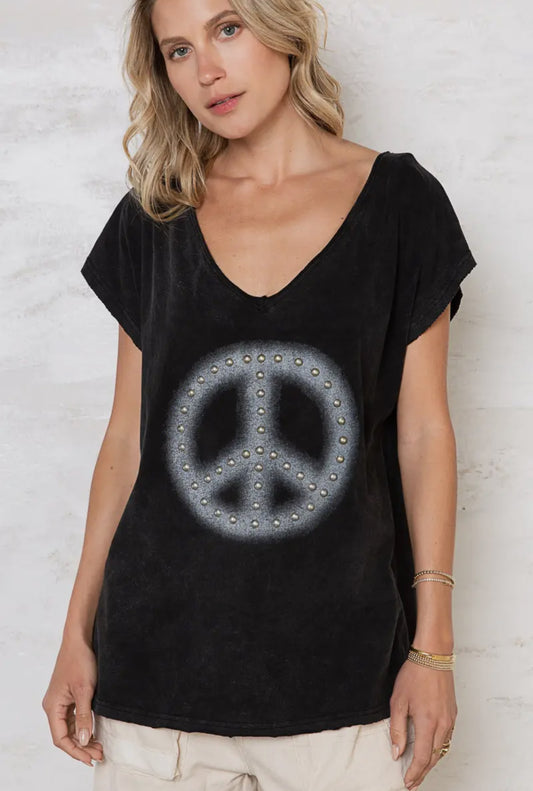 Peace Out studded tee