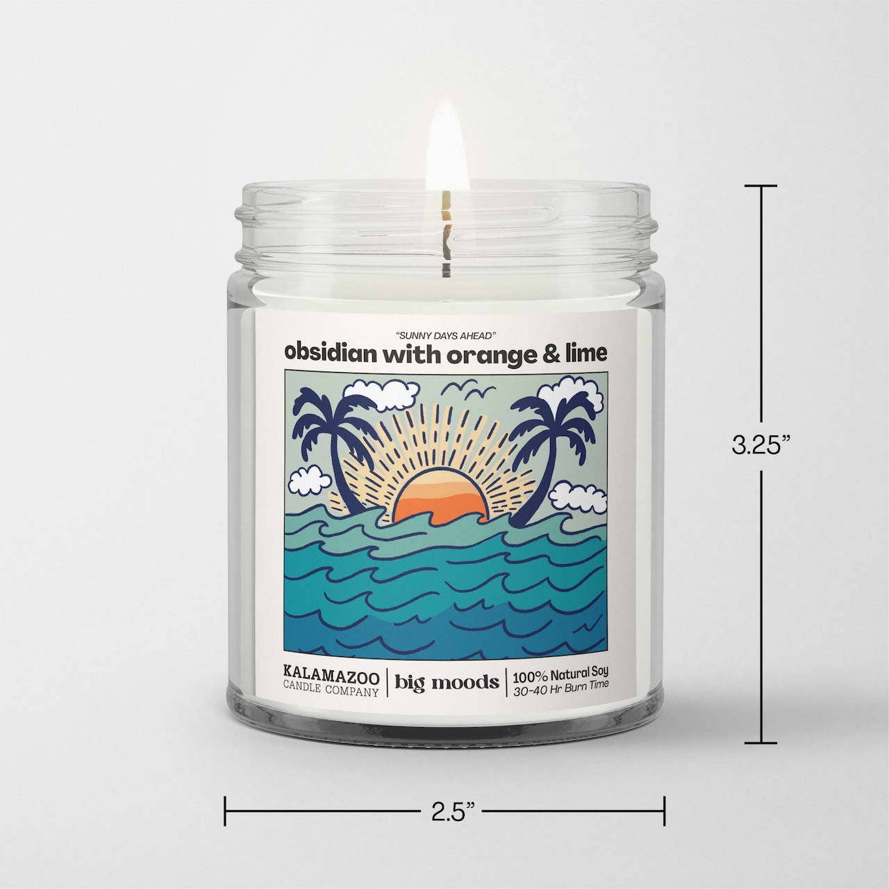 Big Moods - "Sunny Days Ahead" Obsidian with Orange & Lime - Soy Candle
