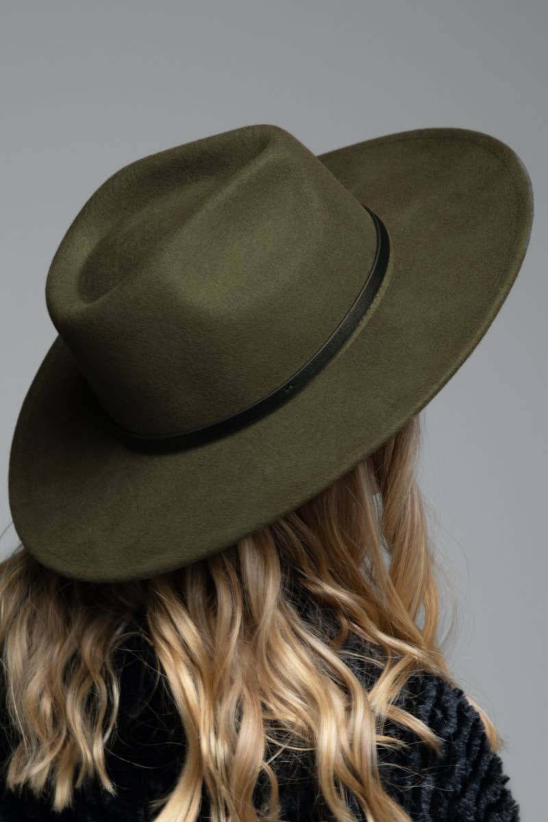 Urbanista - 100% Wool Leather Trim Panama Hat