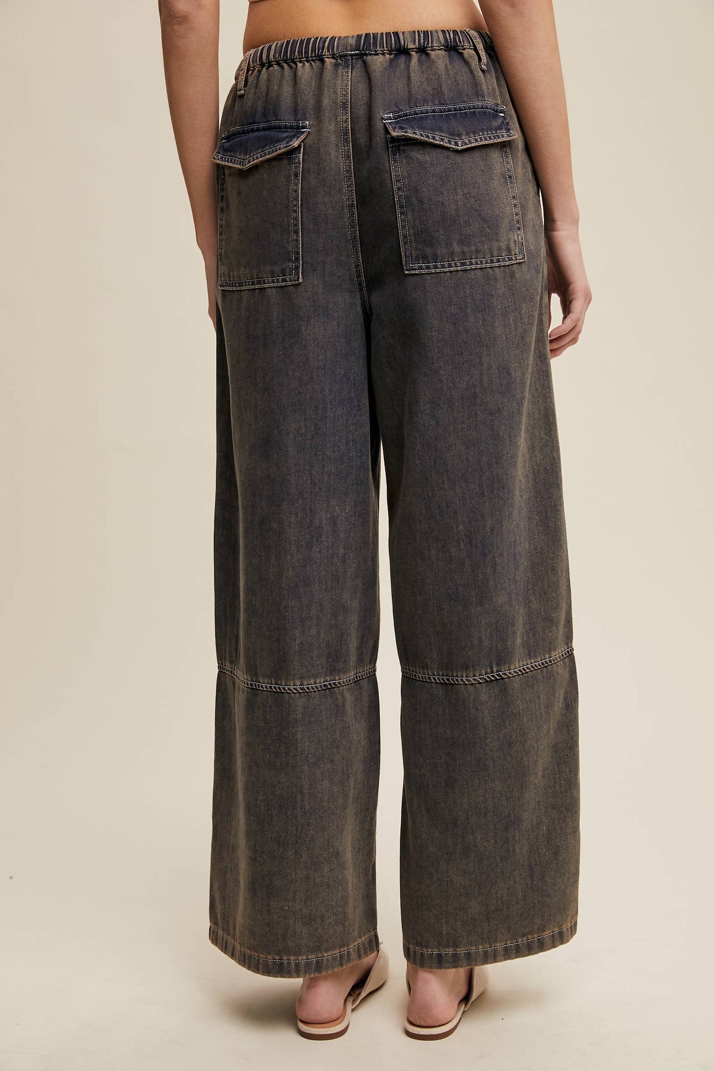 Listicle - Wide-Leg Denim Drawstring Pants