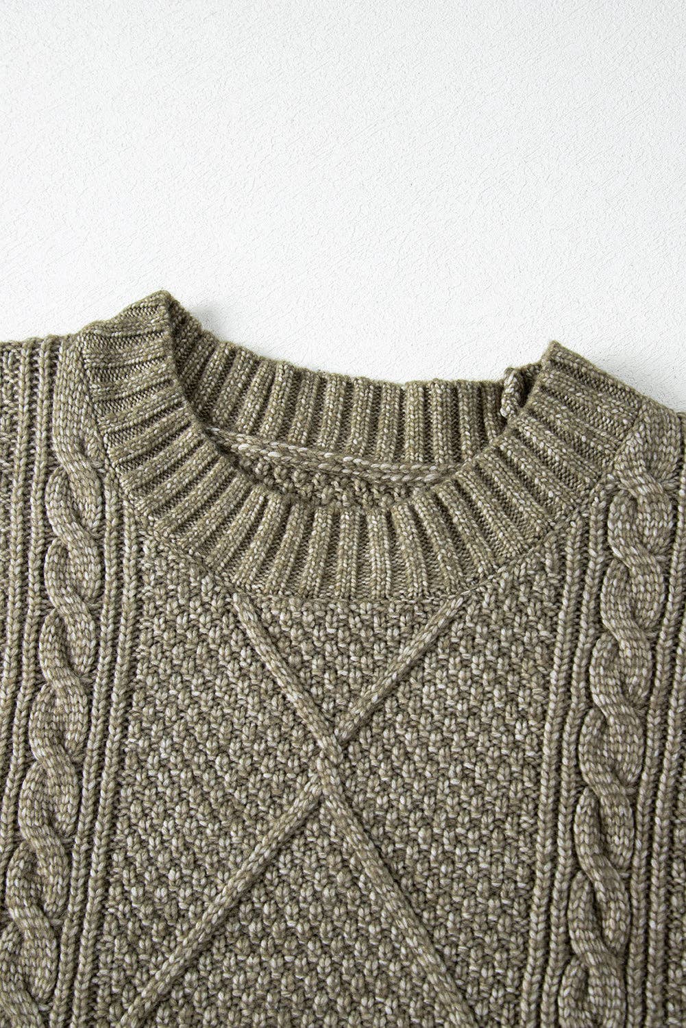 Lovesoft - Parchment Cable Knit Drop Shoulder Loose Fit Sweater Dress