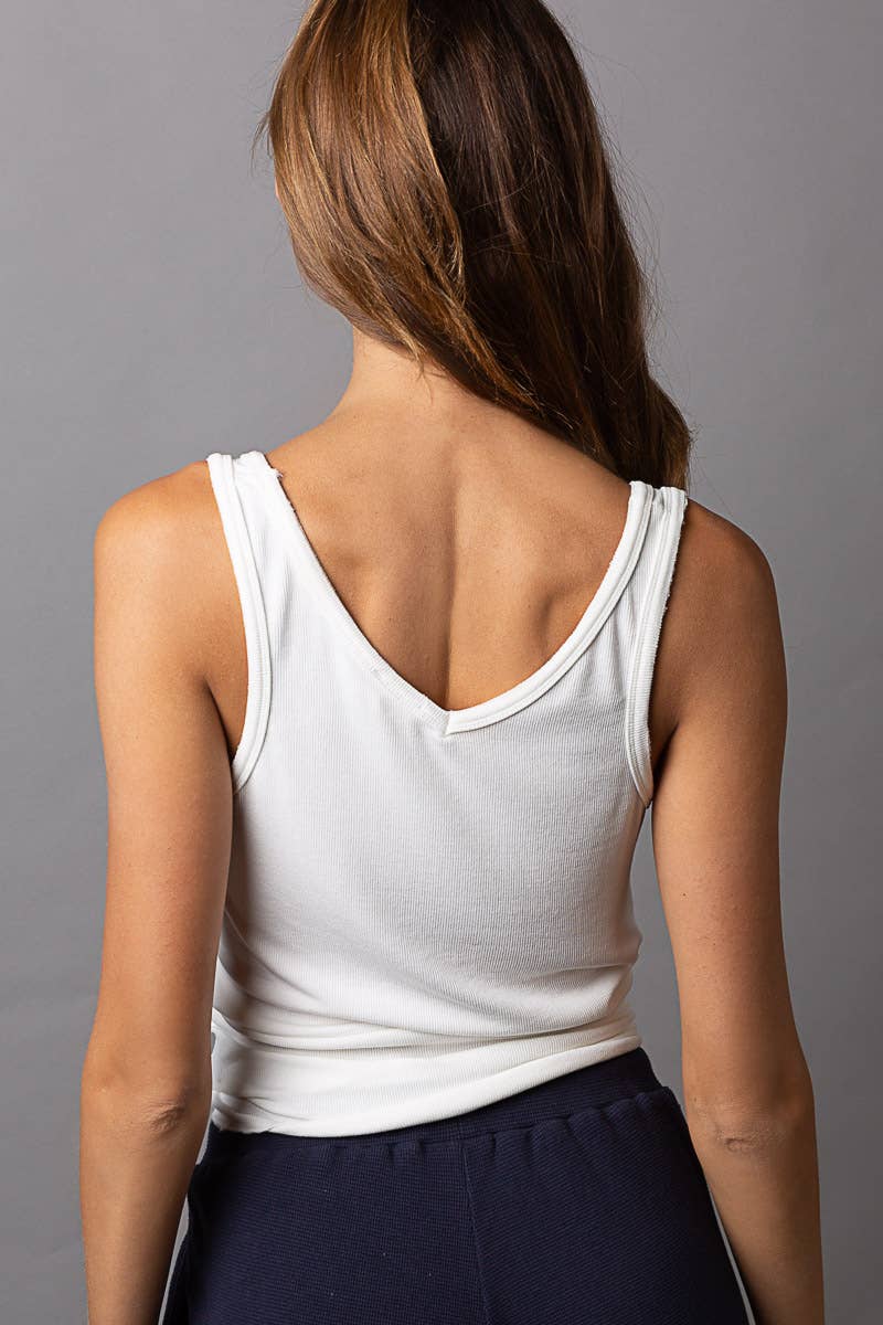Pol Clothing - V Neck ribbed tank