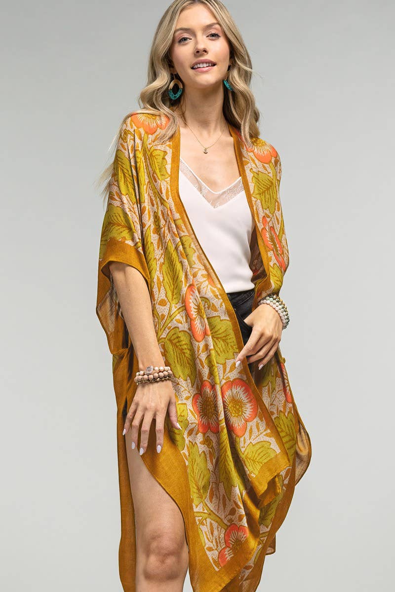 - Vintage Floral Print Kimono