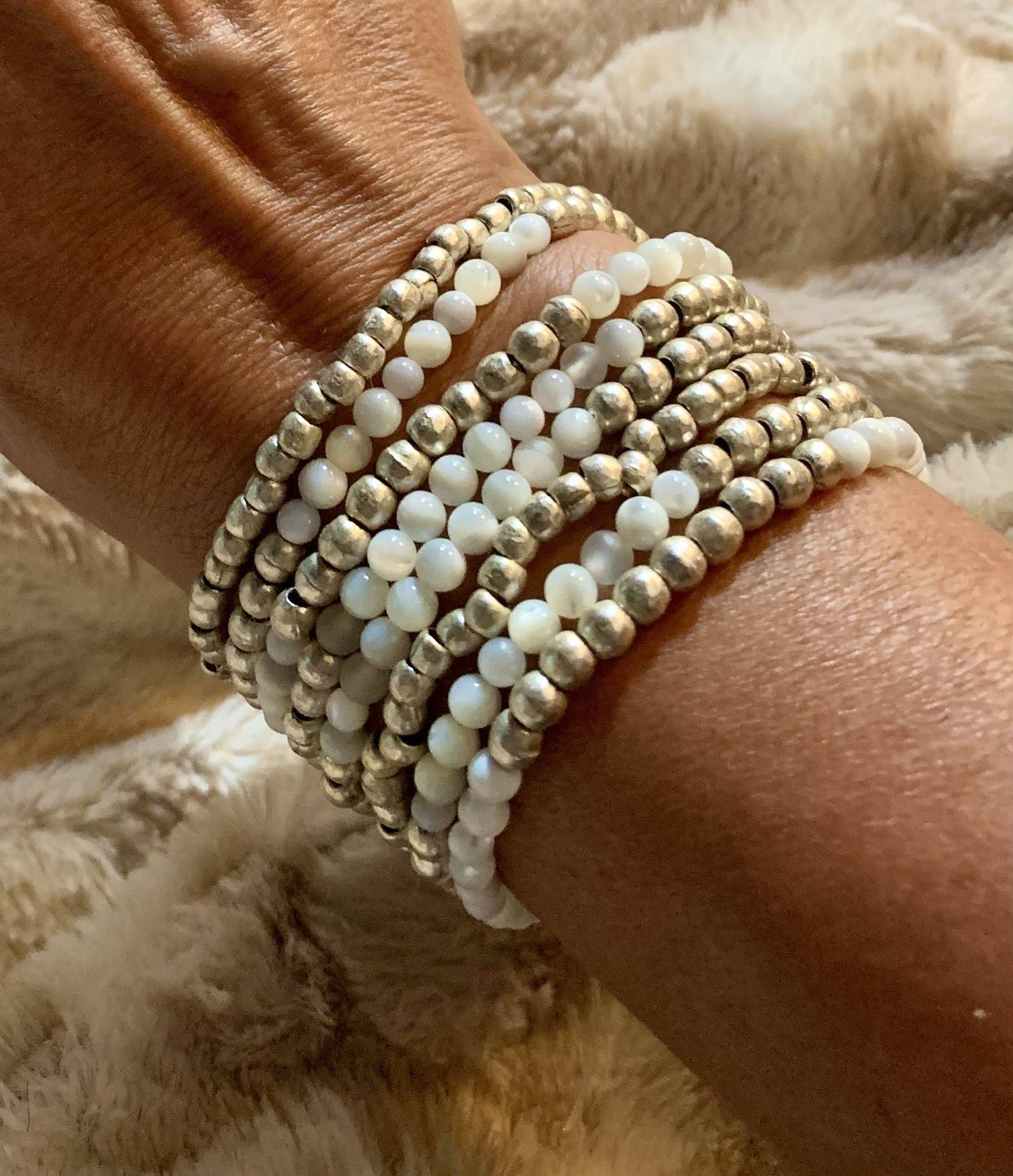 Nellie Pratt Artisan Jewelry - Trophy Wife- onyx fair trade silver stretch bracelet set