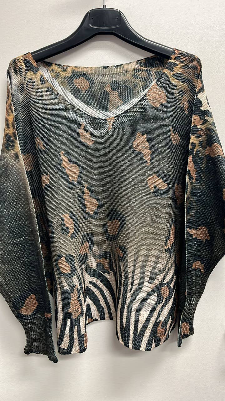 Olive Leopard V-Neck