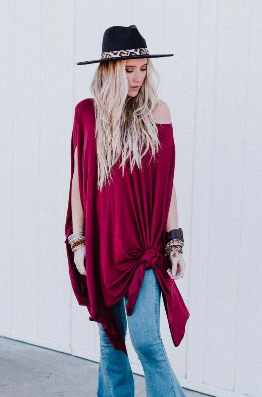Three Bird Nest - The Wren Tunic - Burgundy: One Size
