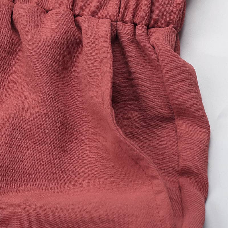 Smocked paperbag wide leg pants
