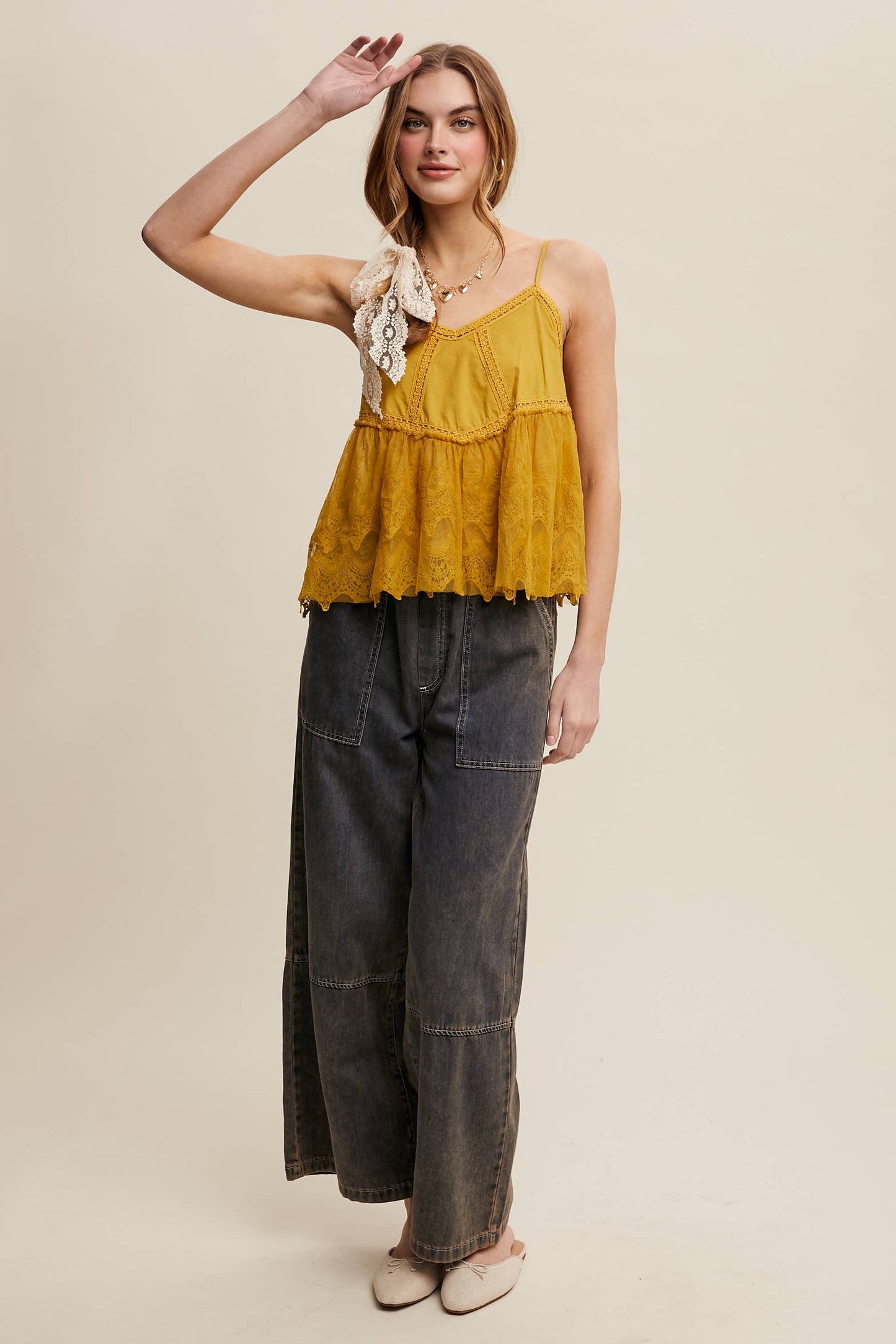 Listicle - Wide-Leg Denim Drawstring Pants