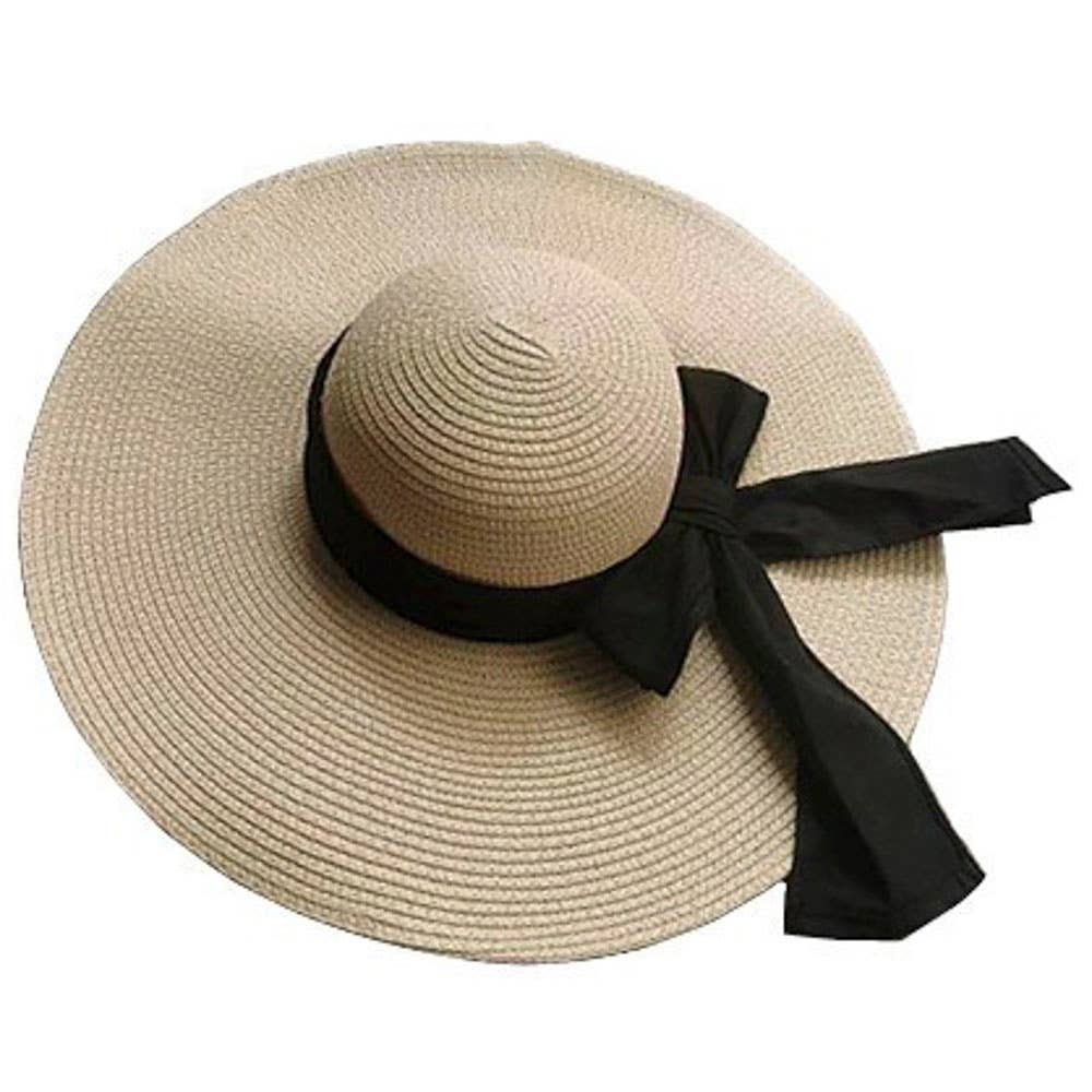 Shop Neighbors - STRAW RIBBON BAND SUN HAT: PINK