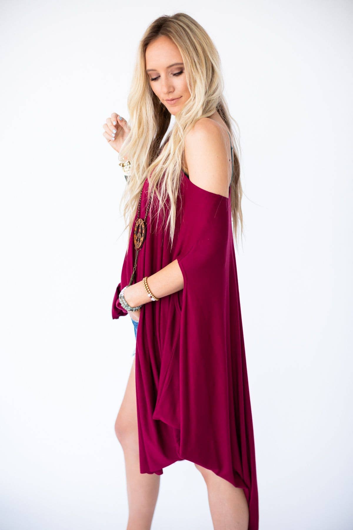 Three Bird Nest - The Wren Tunic - Burgundy: One Size