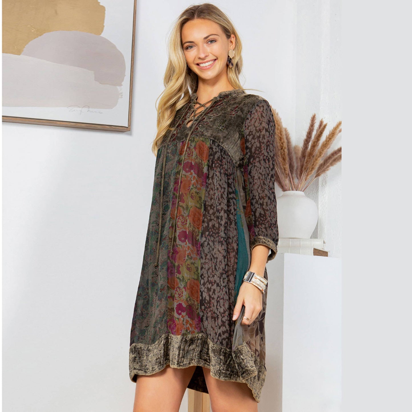 Young Threads - Chic Bohemian Stone-Washed Babydoll Dress