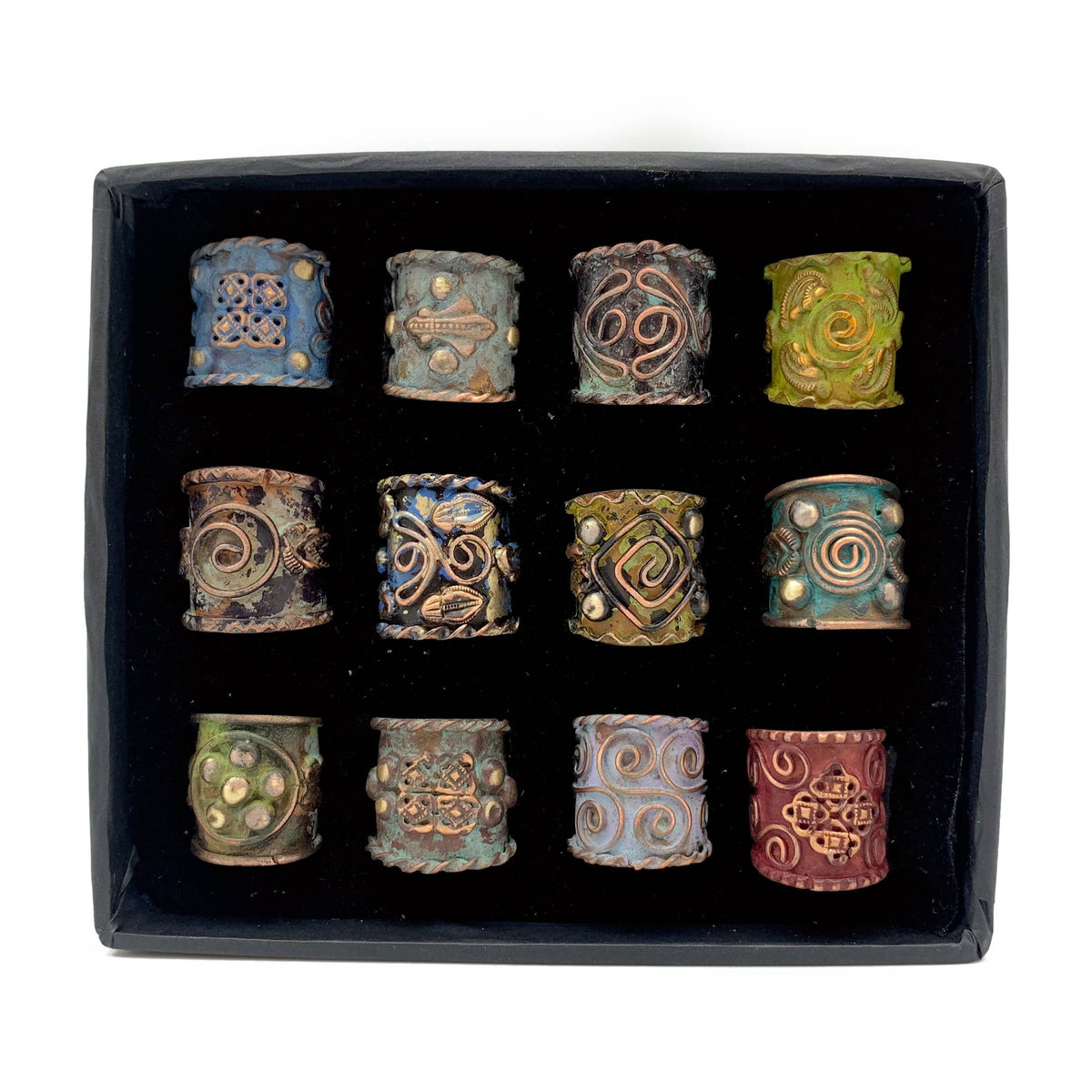 Anju Jewelry - Vintage Copper Patina Rings - 12 in Box