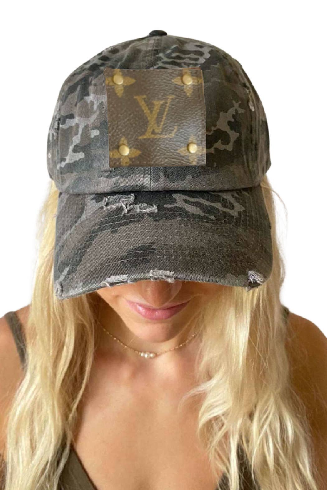 Embellish Your Life - LV Up-Cycled Black Camo Cap Rivets Only