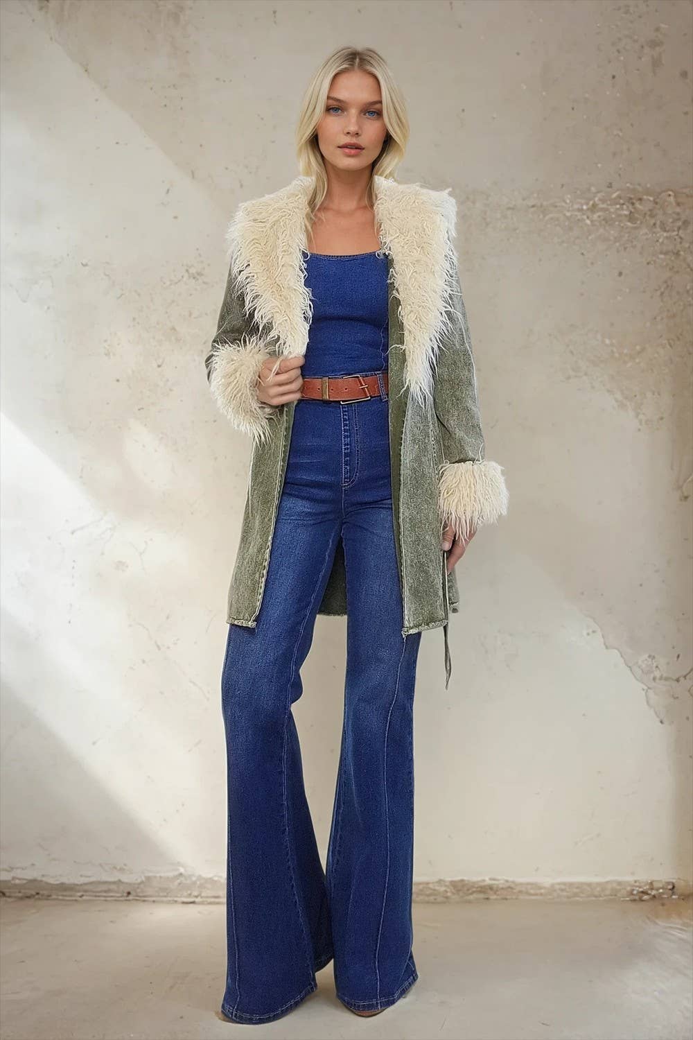 WISTERIA LANE - PENNY LANE WASHEED DENIM FUR TRXL