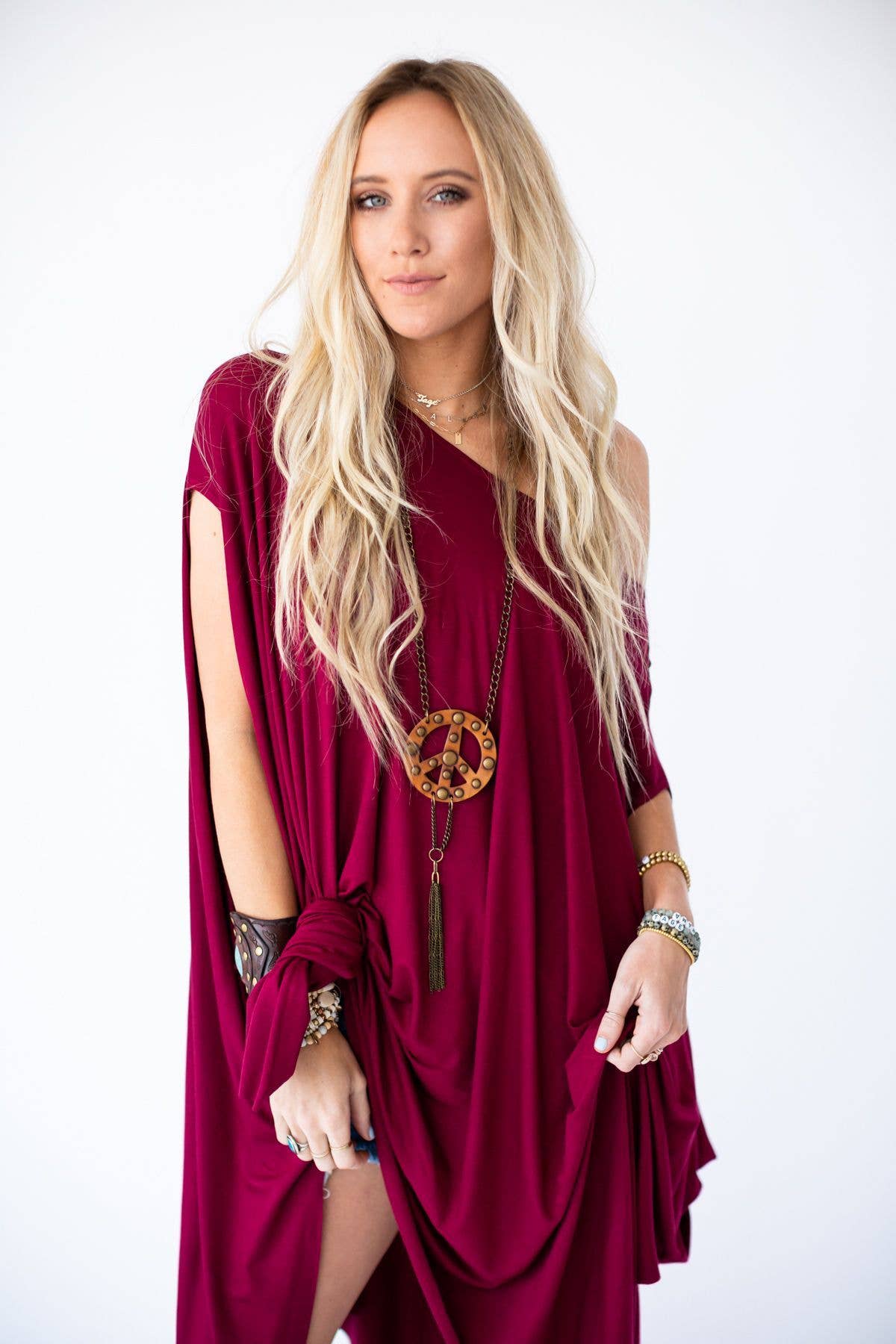 Three Bird Nest - The Wren Tunic - Burgundy: One Size