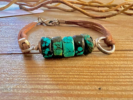 Nellie Pratt Artisan Jewelry - Earthy Chic- turquoise vegan suede boho bracelet