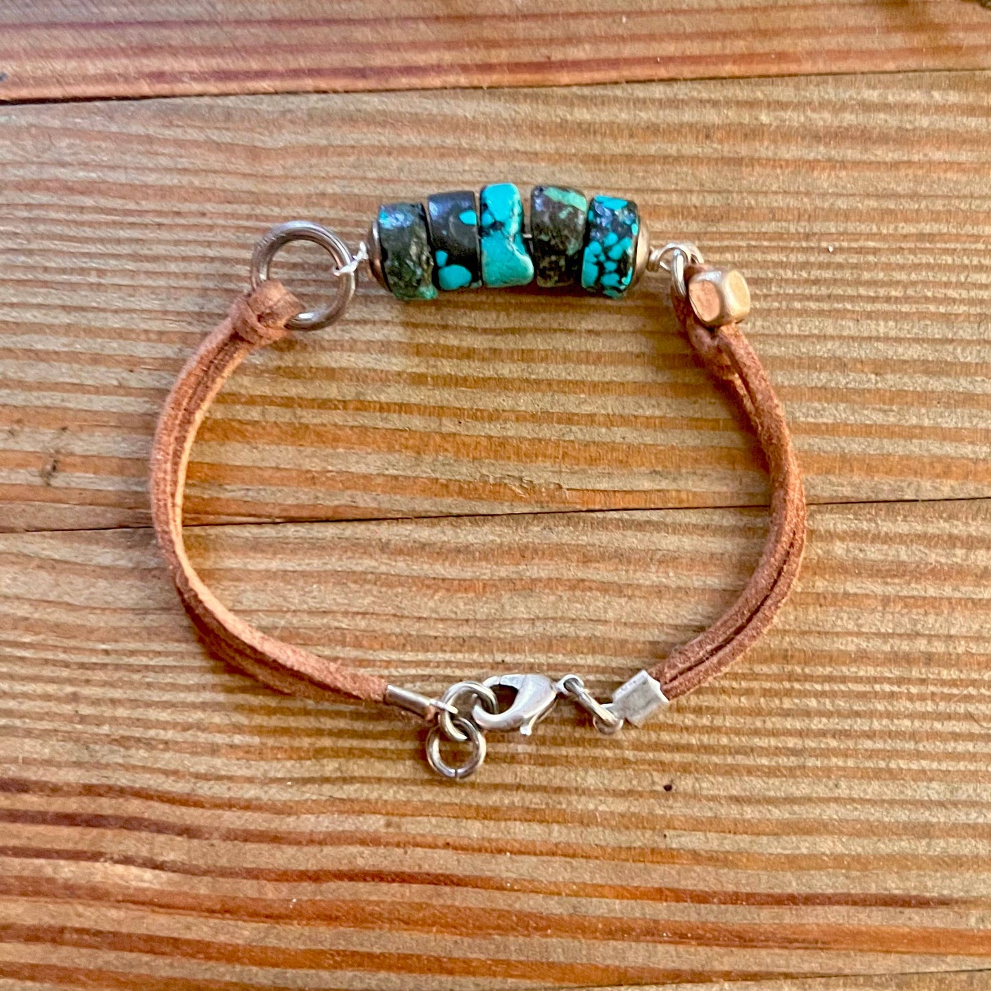 Nellie Pratt Artisan Jewelry - Earthy Chic- turquoise vegan suede boho bracelet