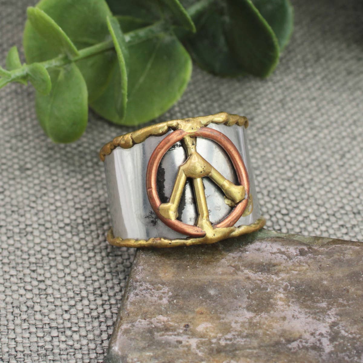 ZAD - Mixed Metal Peace Sign Ring