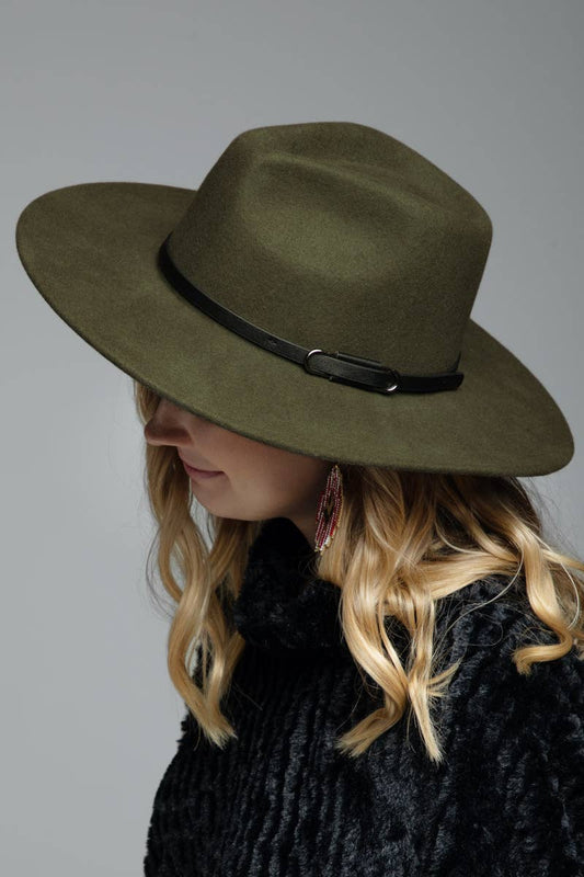 Urbanista - 100% Wool Leather Trim Panama Hat