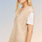 La Miel - MCS3589-Oversized Soft Knit Sweater Vest with Side Slit