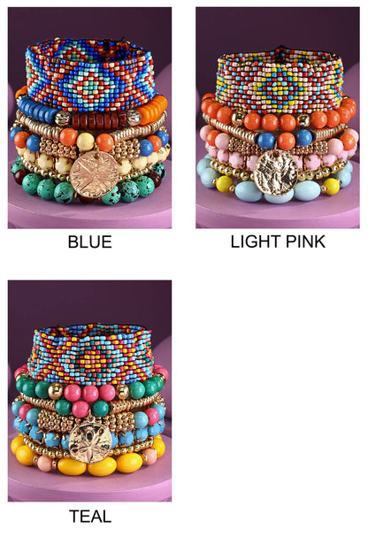 Urbanista - 7- Layer Decorative Seed Bead Stackable Bracelet