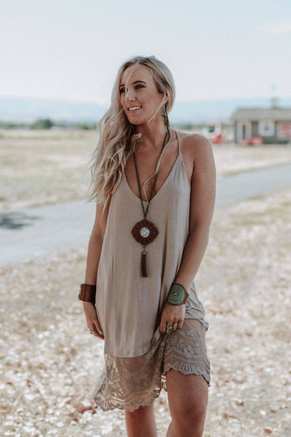 Three Bird Nest - Prima Lace Hem Slip - Mocha