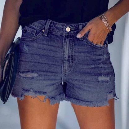 Lovesoft - Women's High-rise Ripped Stretch Summer Denim Shorts