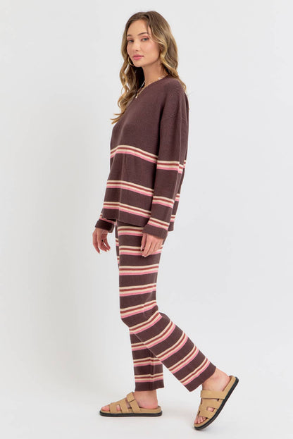 Sweet Lovely by Jen - KNIT STRIPED PULL-ON-PANTS