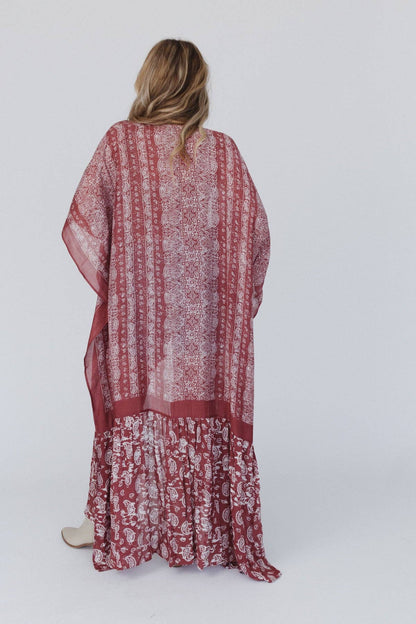 Three Bird Nest - Paisley Tapestry Free Flow Duster Kimono - Wine