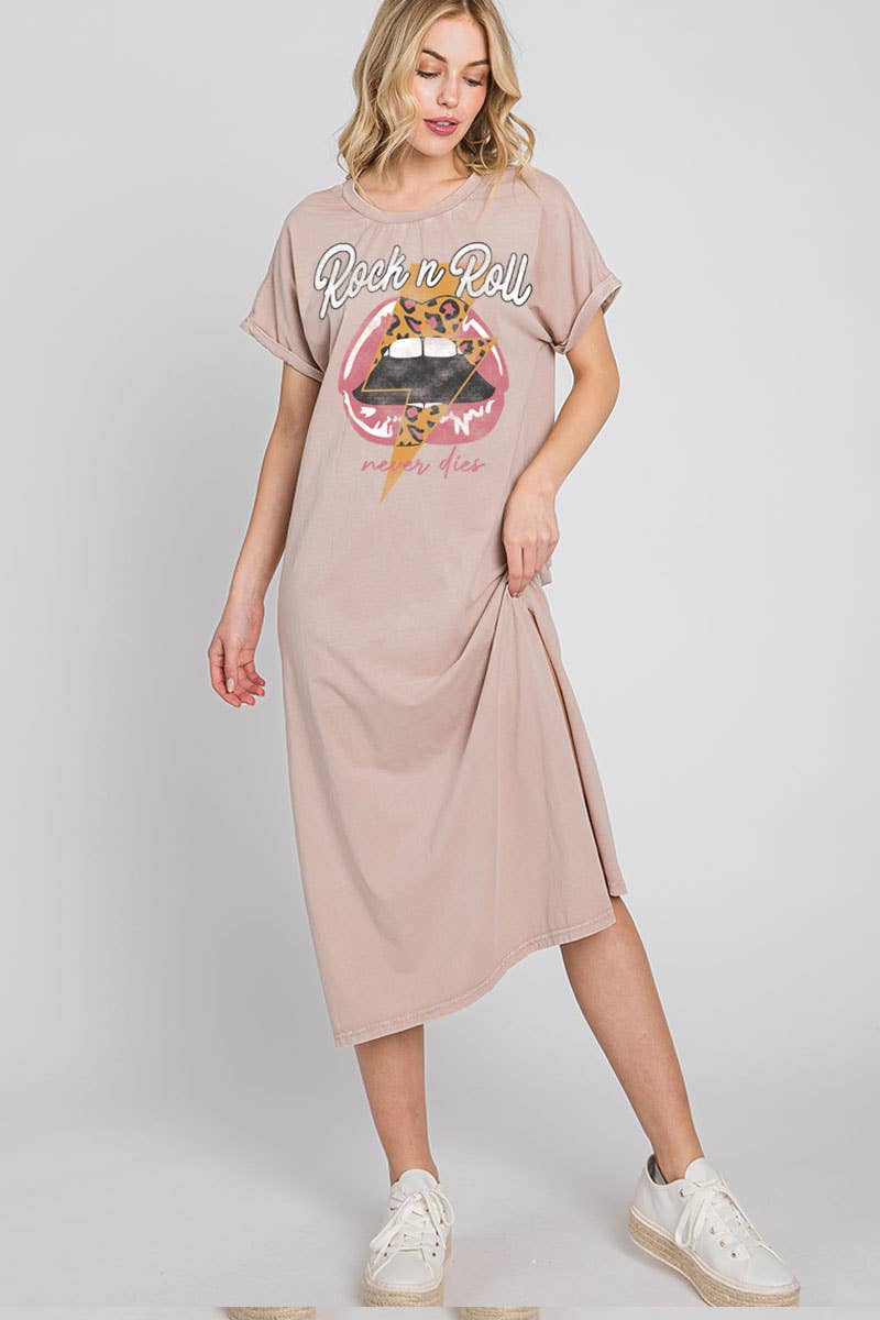 HRTandLUV - ROCK AND ROLL NEVER DIES MINERAL GRAPHIC DRESS