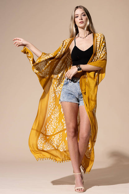 Urbanista - Damask Print Kimono with Sleeves