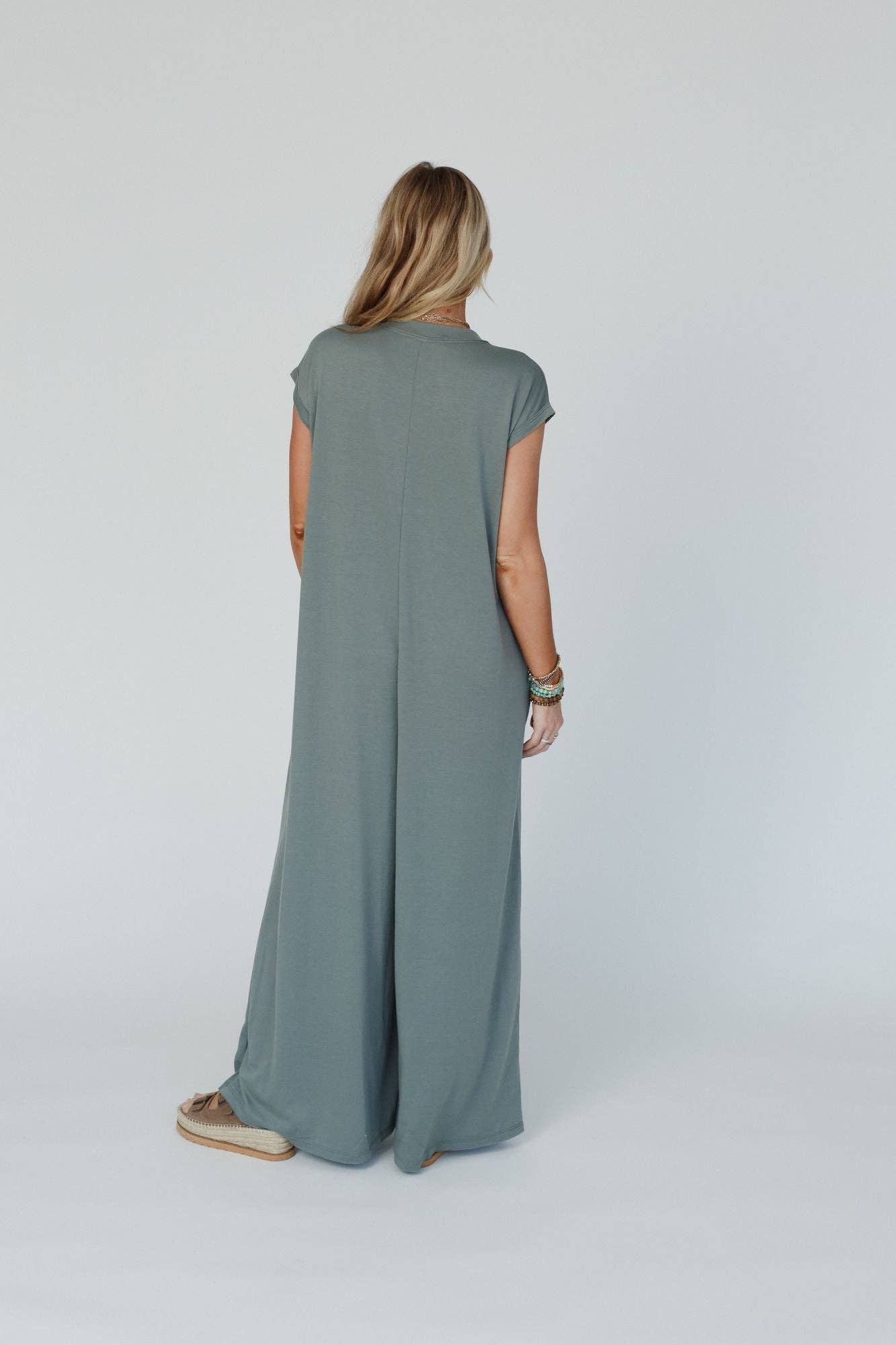 Three Bird Nest - Davina Wide Leg Jumpsuit - Light Olive