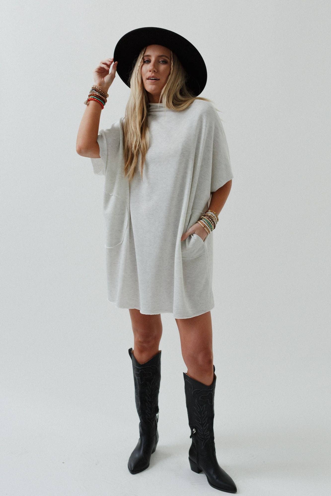 Three Bird Nest - Laid Back Luxe Dress - Light Heather Gray: XL