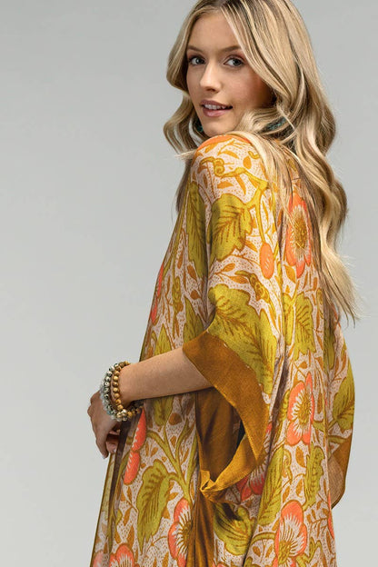 - Vintage Floral Print Kimono