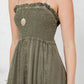 Young Threads - Sun-Kissed Patchwork: Smocked Bliss Boho Mid-Length Dress 